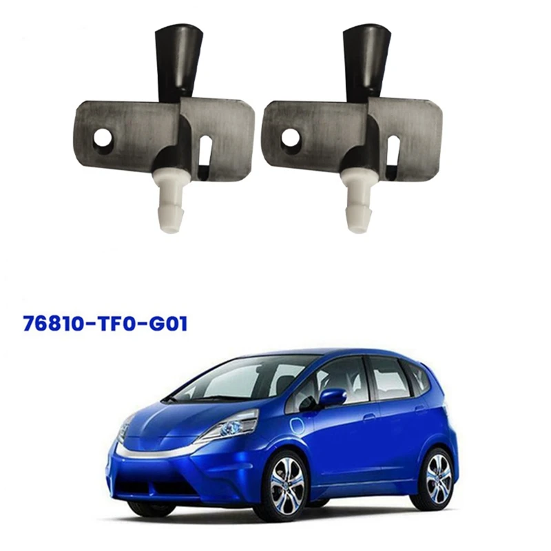 2Pcs Front Windscreen Washer Nozzle Jet 76810-TF0-G01 For Honda GE8 Jazz Fit 2008-2013 Hood Windscreen Washer Spray Jet