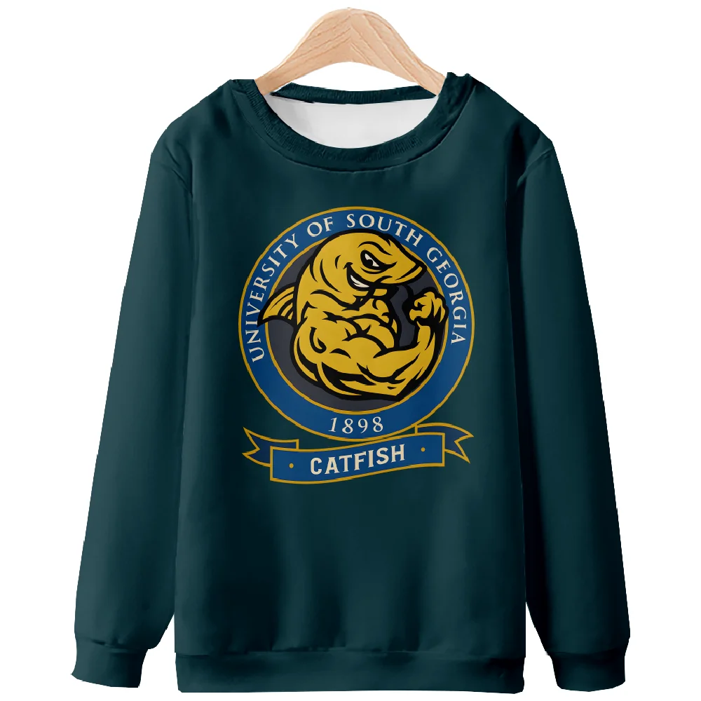 سترة تشاد باورز جامعة جورجيا الجنوبية سمك السلور برقبة دائرية وأكمام طويلة للرجال/النساء بلوفر كرة قدم مضحك