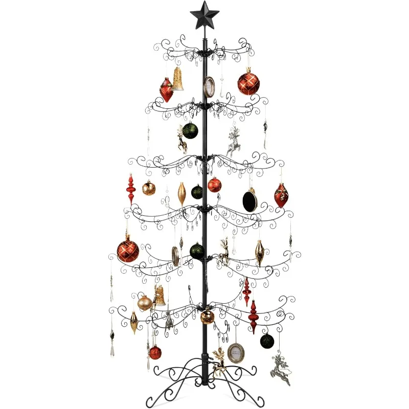 

Best Choice Products 6ft Wrought Iron Ornament Display Christmas Tree w/Easy Assembly and Stand - Black