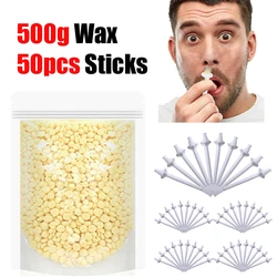 500g Wax Beads Nose Wax Kit Portable Painless Men/Women Hair Removal Cleaning Waxing Beans Nose Wax Sticks Applicator Accessorie