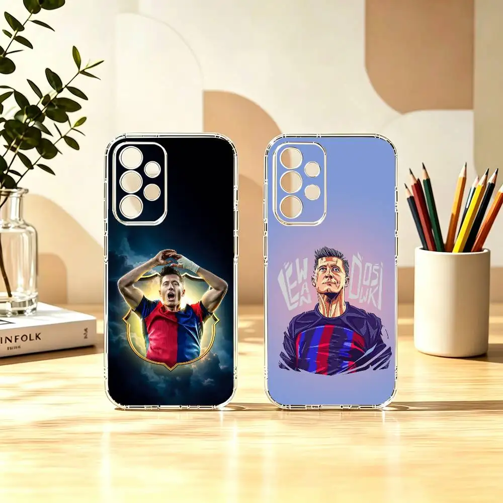R-Robert Lewandowski RL9 Goal Machine Painted Phone Case Transparent TPU For Samsung S22,23,24,25,21,10,9,Ultra,Plus