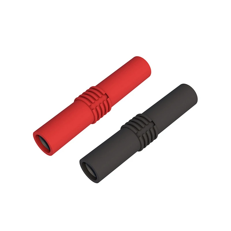 P7023 10 unids/lote de extensión de PVC aislado, conector Banana de 4Mm, adaptador hembra a hembra, acoplador, rojo y negro