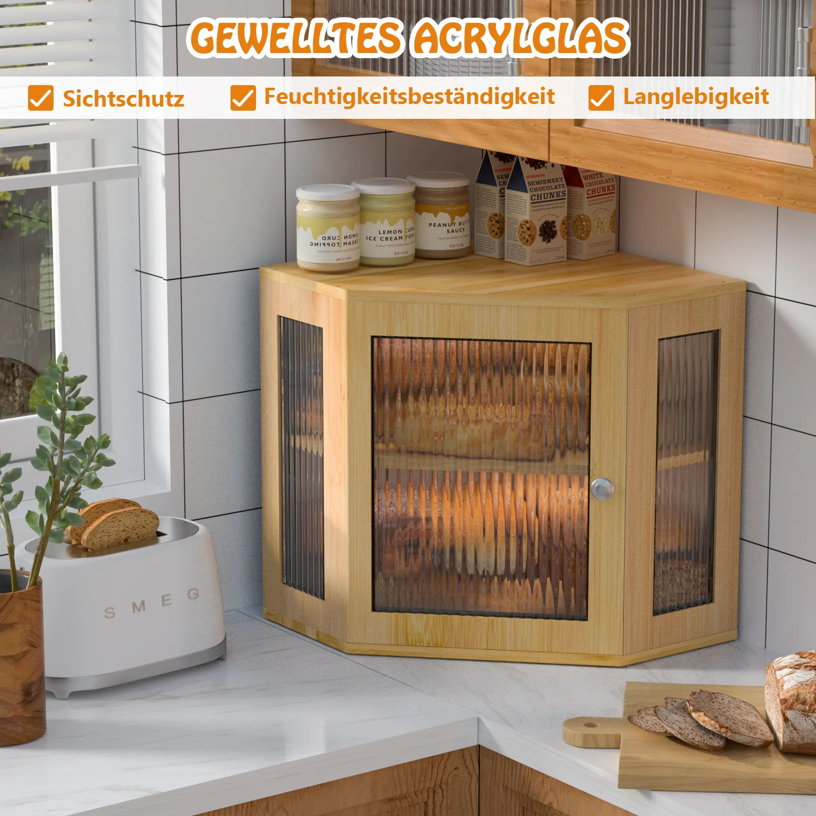 Bamboo and wood bread box corner food storage double-layer household dessert sorting and storage storage container
