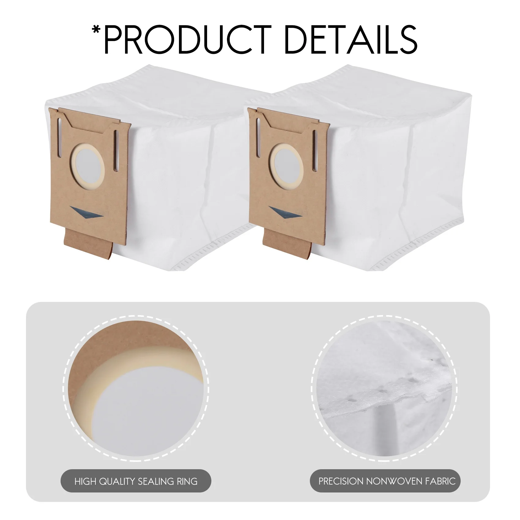 L65A 8 Pack Dust Vacuum Bags 2.5L for Ecovacs DEEBOT OZMO T8 AIVI T8 Max T8 Series T9 Series N8 Pro Plus N8 Pro Robot Vacuum