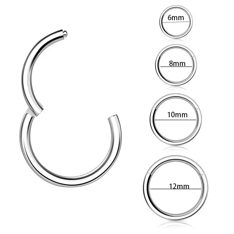 18G 16G 14G  ASTM F136 Titanium Nose Rings Piercings Faux Septum Rings Hinged Clicker Segment Nipple Rings Piercing Nose Jewelry