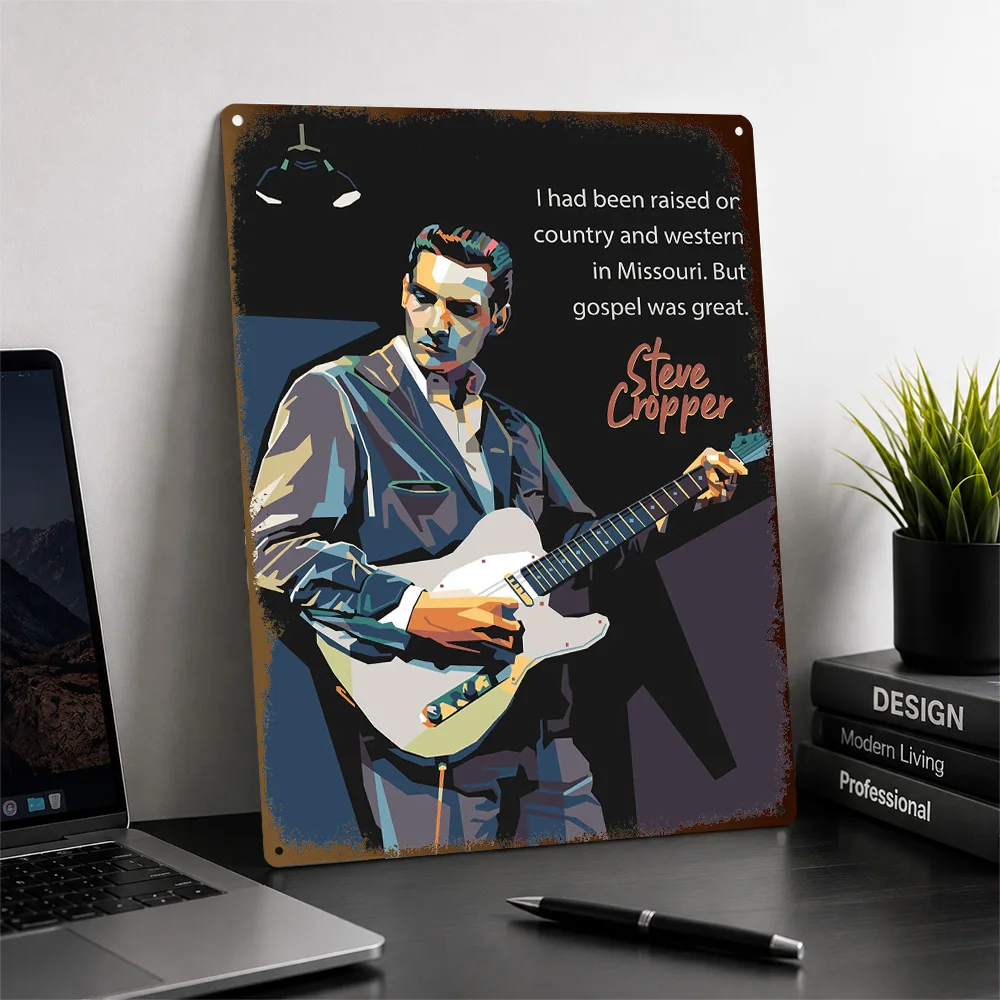 Steve Cropper Textured Metal Poster Geometric Wall Art For Listening Room Or Bedroom Personalized Aluminum Sign Birthday Gift