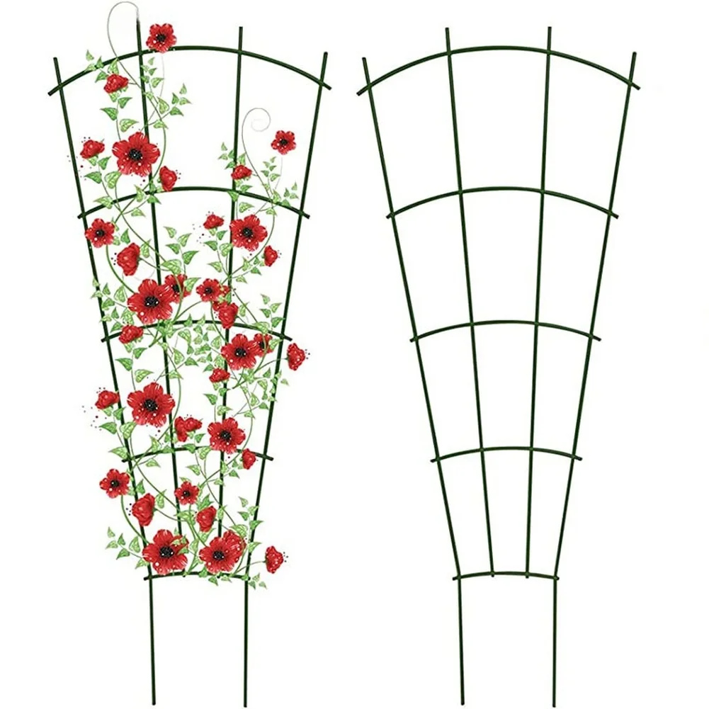 Green Metal Plant Climbing Frame 40 x 25cm Grid Trellis Stand for Ivy Roses Beans and Other Vining For Plants Garden Balcony