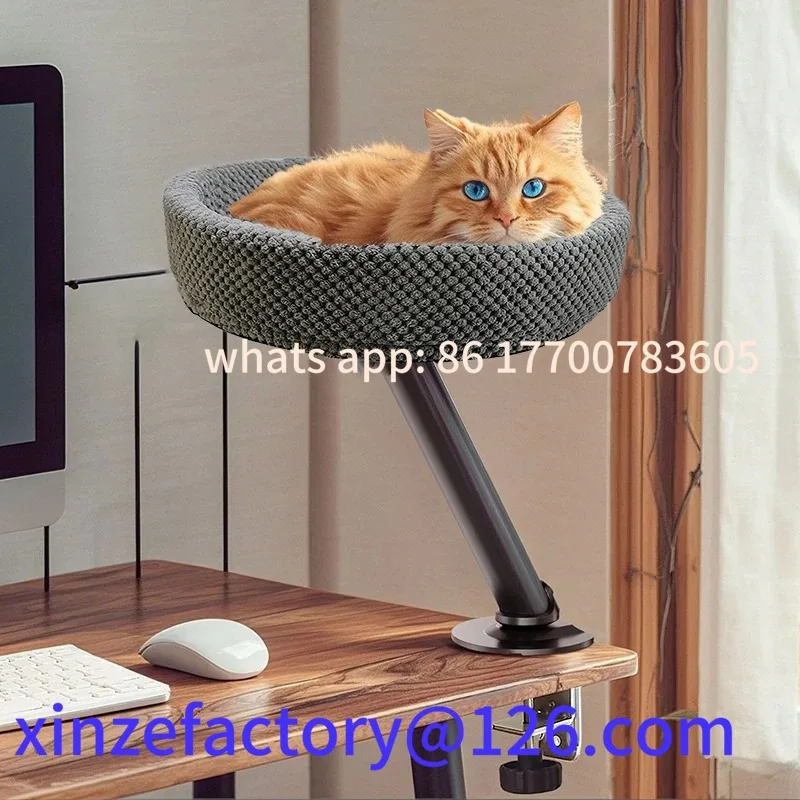 

Customizable Desktop Hanging Cats Bed Elevated Office Desk Suspended Cat Nest Round Indoor Comfortable Soft Cat Nest Hammock Pet
