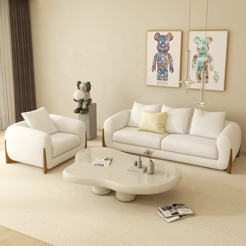 Furniture Fleece 2 Seats Leisure Sofa Fabric Sofa Set Upholstered Living Room Sofa