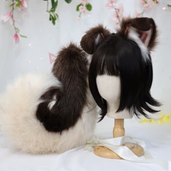 New Handmade Work Black Brown Collie Dog Ears Fold Style Tail Hairhoop Hairbands Headband Headwear Cosplay Costume Accessories