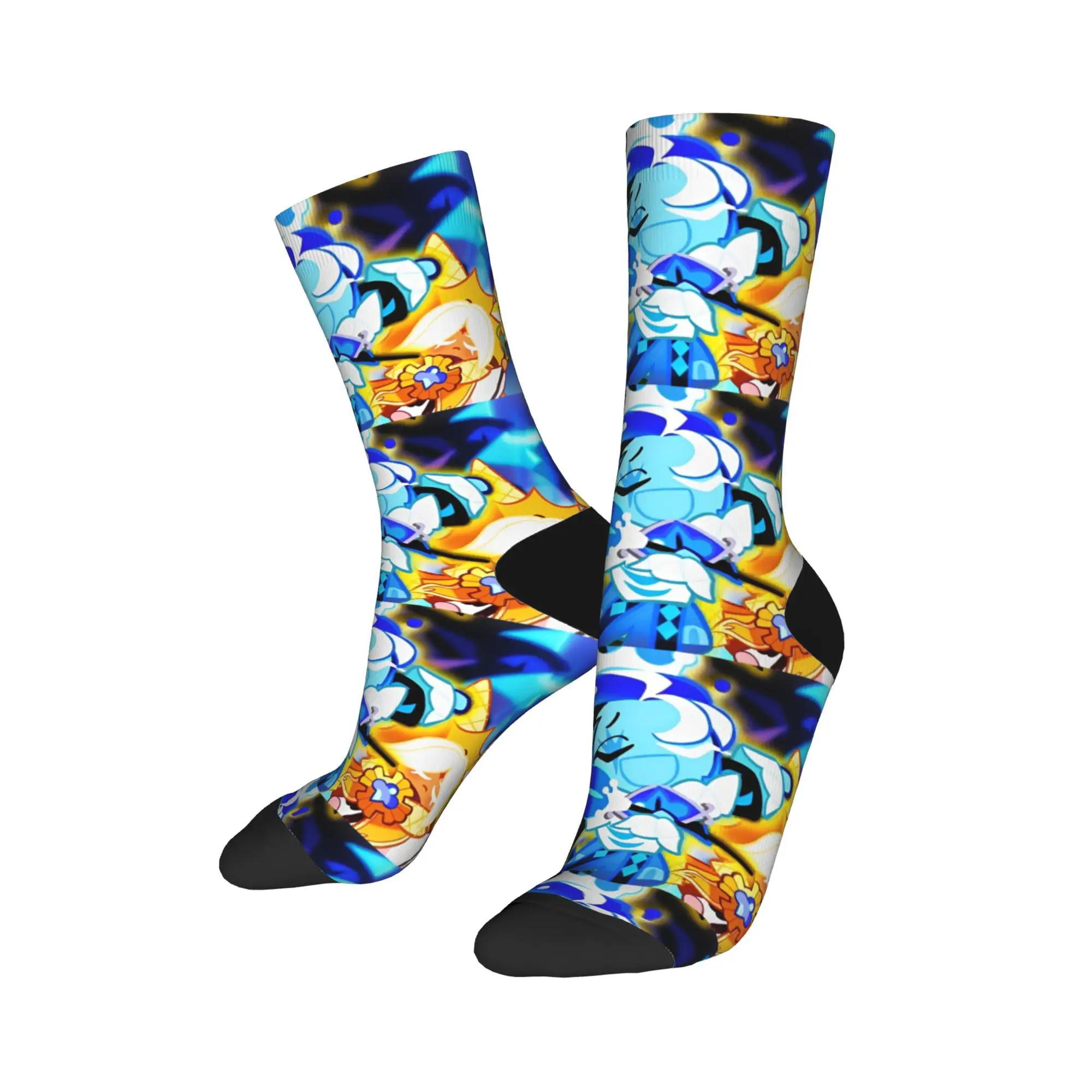 Casual Shadow Milk Cookie Run Kingdom Basketball Socks Cute Cartoon Anime Polyester Middle Tube Socks for Women Men Breathable