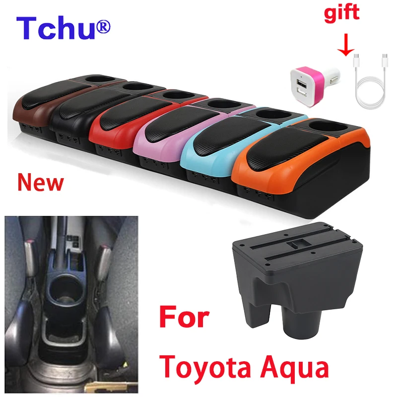 

For Toyota Aqua Armrest For Toyota Aqua Prius C Car Armrest Center Storage box USB cup holder Interior Parts special Retrofit