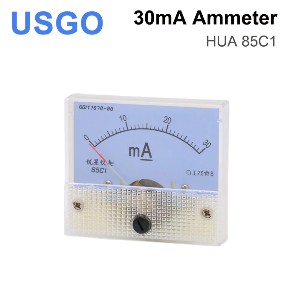 

USGO HUA 85C1 DC 30mA Ammeter Current voltage meters Analog Amp Panel Meter Current for CO2 Laser Engraving Cutting Machine