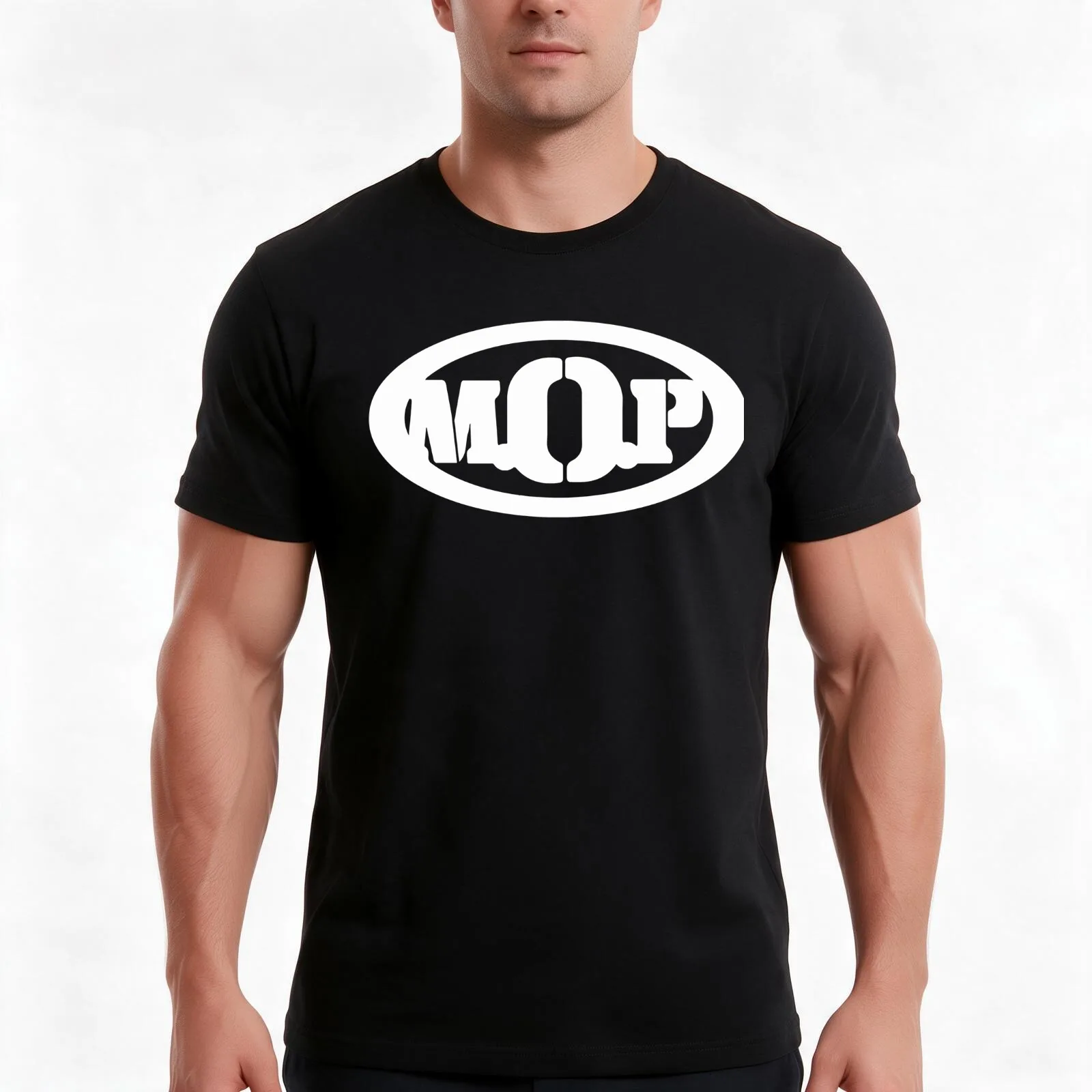 M.O.P Posse For Fans T-Shirt, Summer Casual Cotton Tee, Oversized Streetwear Tops, Vintage Graphic Print, Loose Fit Short Sleeve