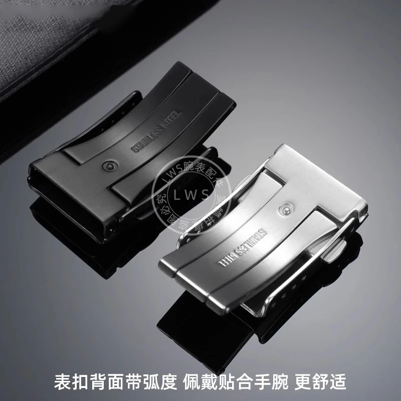 シルバーブラック時計バックルブライトリング時計アクセサリー付きバックルステンレス鋼折りたたみバックルダブルバックル 16/18/20 ミリメートル