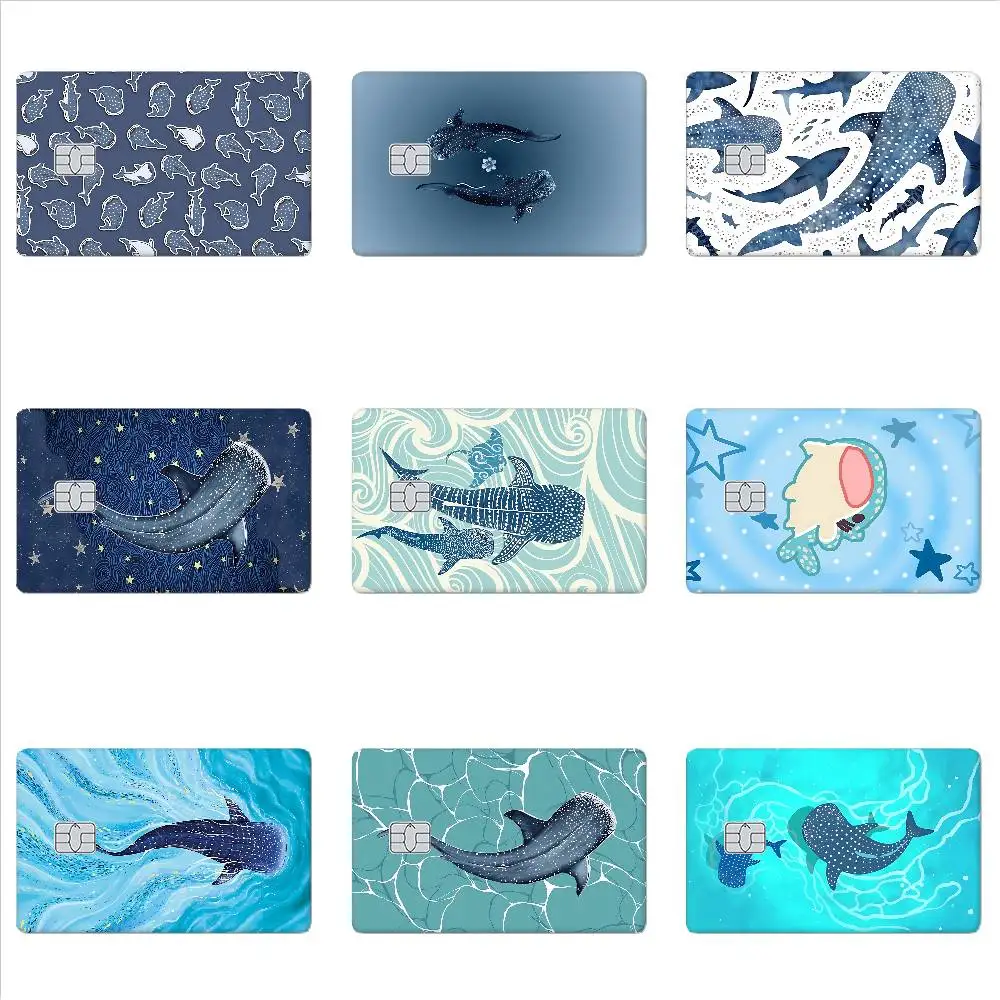 Whale Shark Cartoon Card Stickers Cartoon Decorative Small Waterproof Chip 4PCS Card Sticker New Anti-Scratch