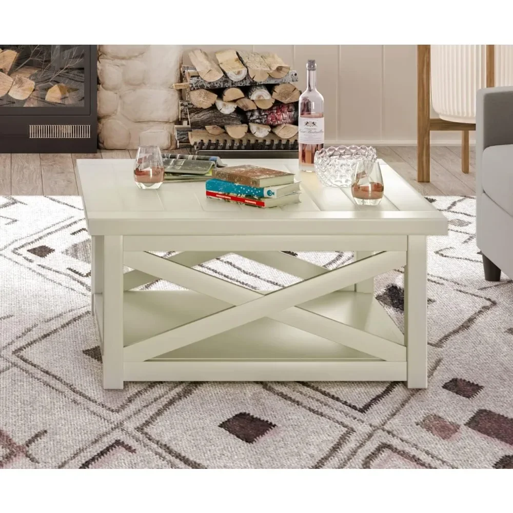 

Coffee table, white coffee table suitable for families, wooden rectangular coffee table