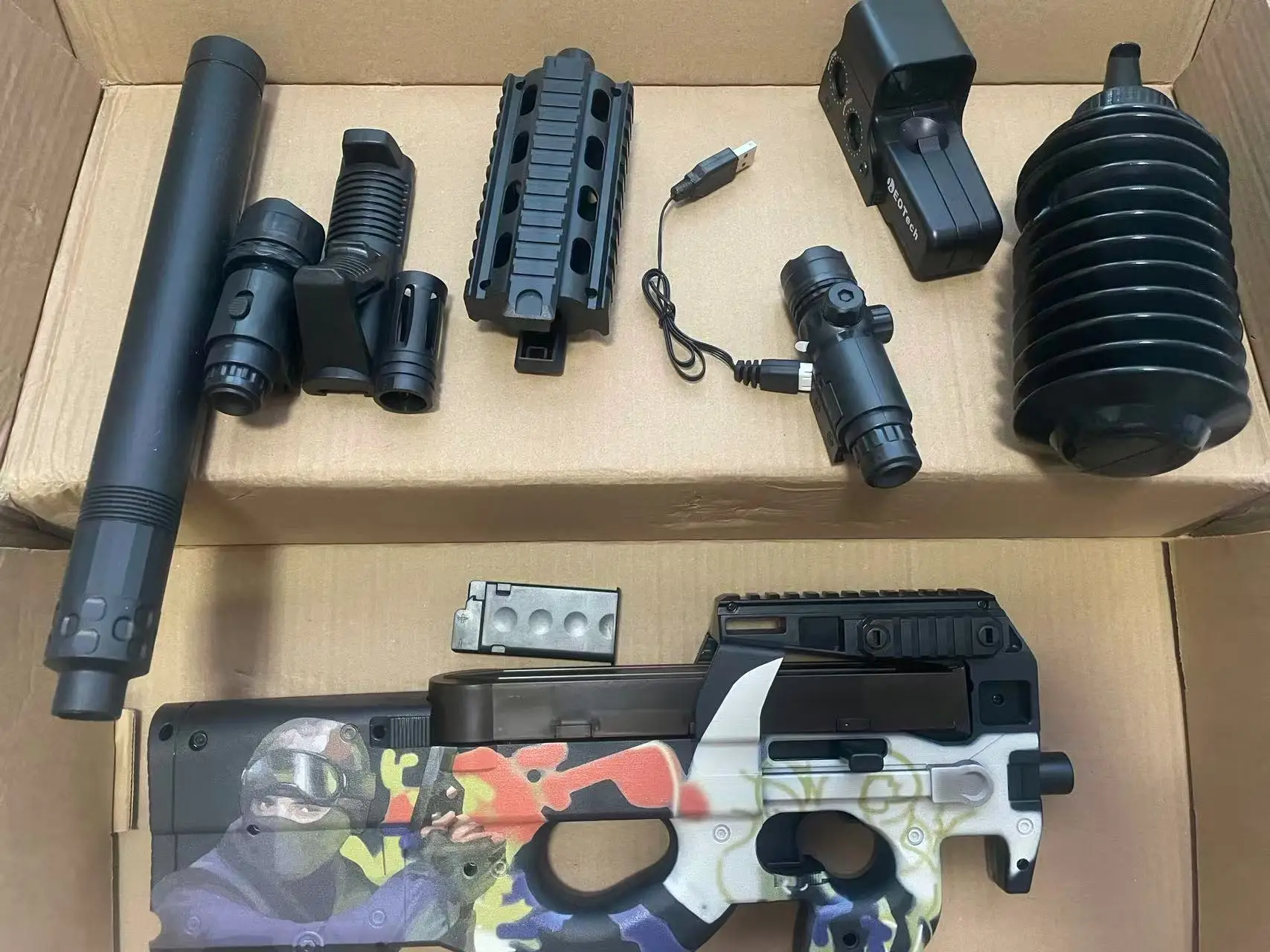 P90 Full Auto Gel Ball Blaster for Large Outdoor Team Games, Big Size Electric Gel Water Bead Gun, Long Range Multiplayer Battle