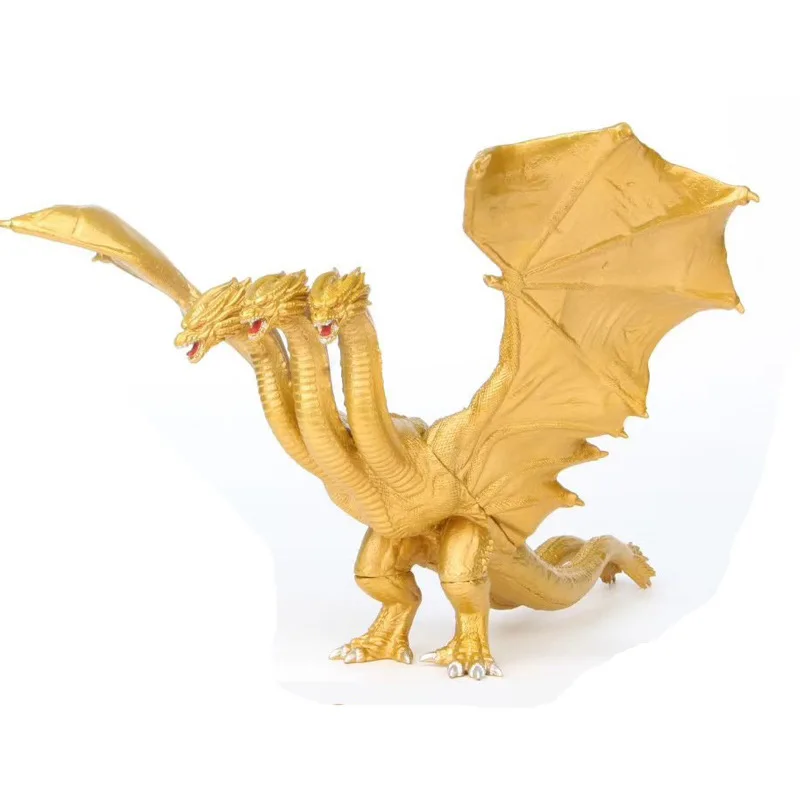 18cm Anime Godzilla rey de los monstruos 3 cabeza rey Ghidorah dragón pegamento suave monstruo modelo muñeca adornos juguetes para niños regalo