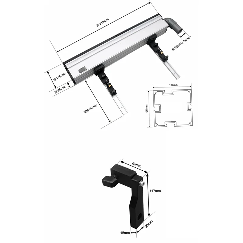 Holz bearbeitung Aluminium Profil zaun mit Schiebe bügeln Werkzeuge für Holzarbeiten Router Tisch kreissäge Tisch DIY Holz bearbeitung Werk bänke