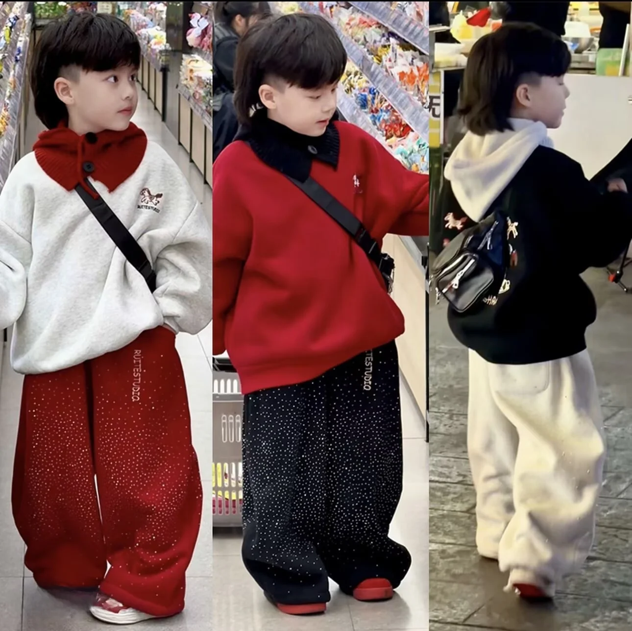 

Детский зимний комплект одежды Thiened Fce, шерстяной свитер с вышивкой из альпаки для мальчиков, брюки, новогодняя праздничная одежда