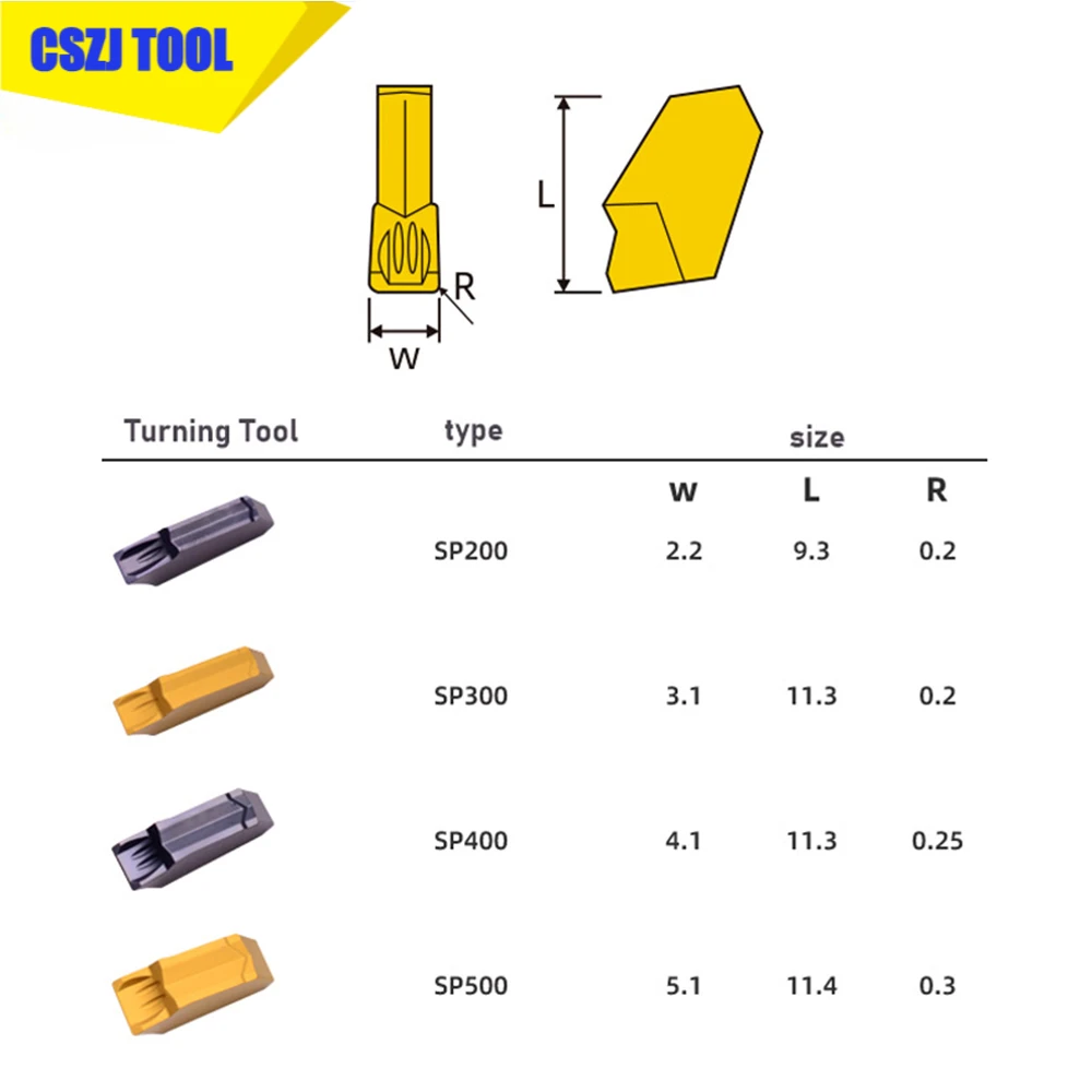 10PCS SP200 SP300 SP400 SP500 NC3030 Slotted Carbide Insert CNC Tool High Quality High Strength High Quality Turning Tool