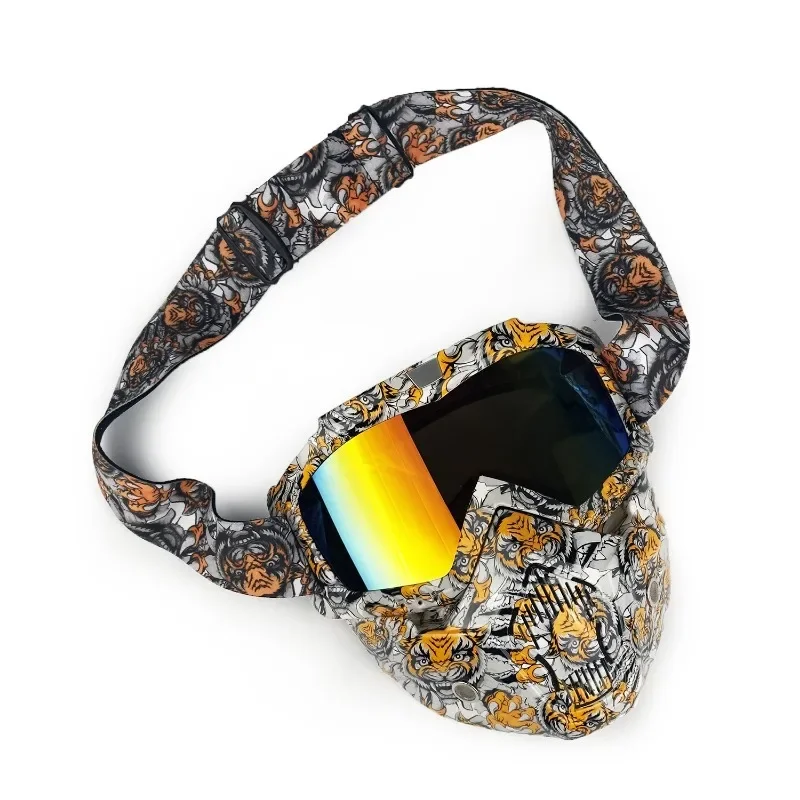 

Мотоциклетные очки для шлема с открытым лицом, очки для мотокросса, очки для езды по бездорожью, велосипедные очки с маской для лица с черепом