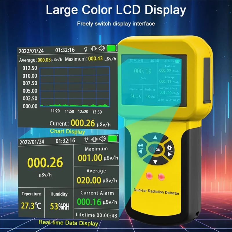 Professional Nuclear Radiation Detector Geiger Counter Radiation Detector Β Y X-Ray Gamma, With Alarm Set,