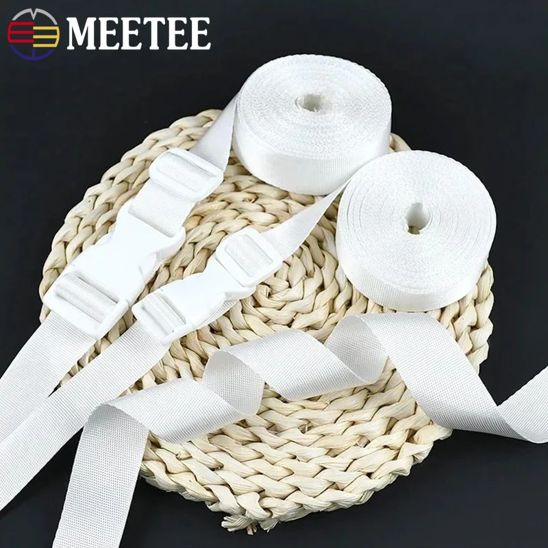 5/8/10Sets 20/25mm White Nylon Webbing + Plastic Release Buckle + Tri-glide Clasp Backpack Belt Pet Collar Bag Strap Accessories