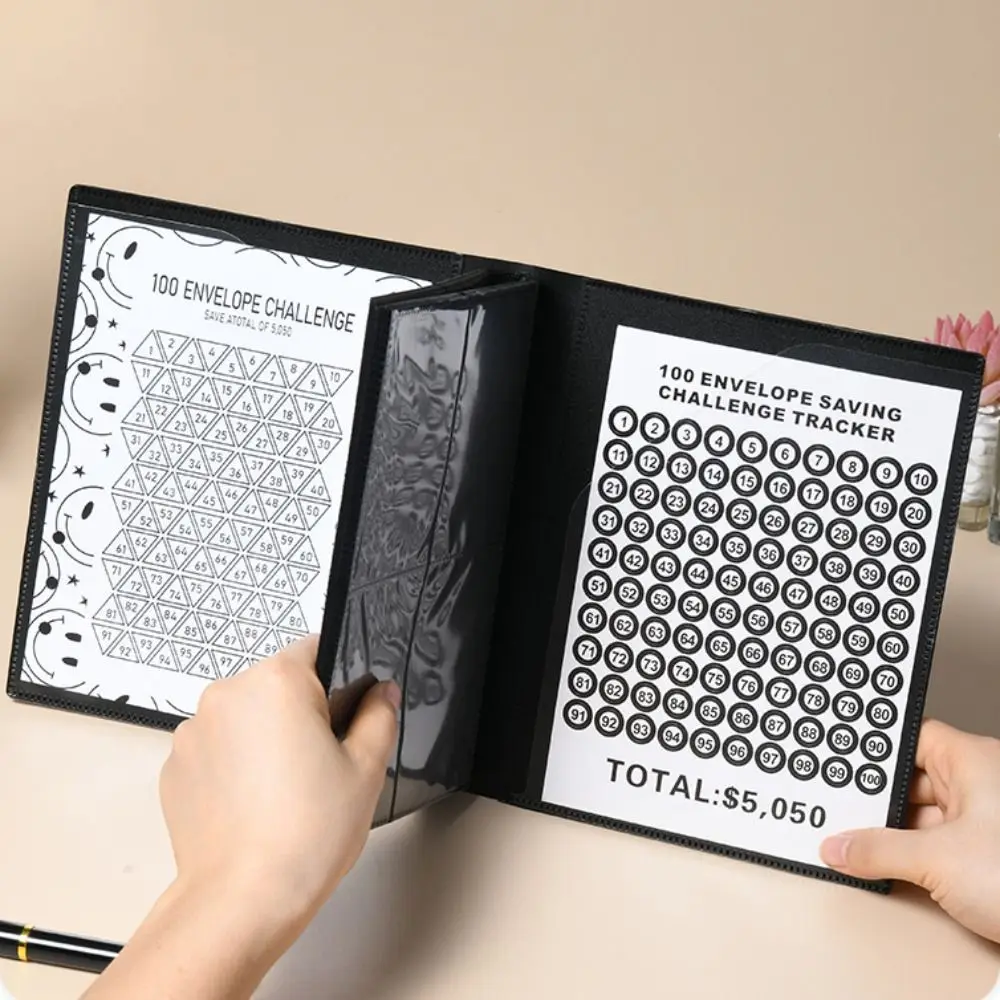 

PP Money Saving Binder Colorful 100 Days Savings Challenges Book Waterproof Durable Envelope Savings Challenge
