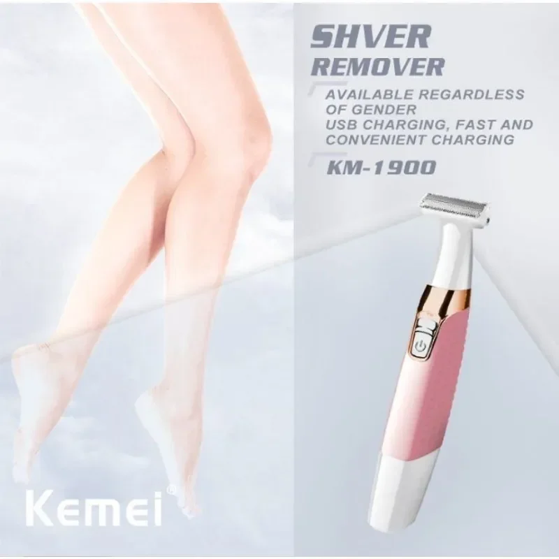 Kemei KM-1900 depiladora eléctrica portátil recargable eléctrica para mujer máquina de corte y depilación de cuerpo completo