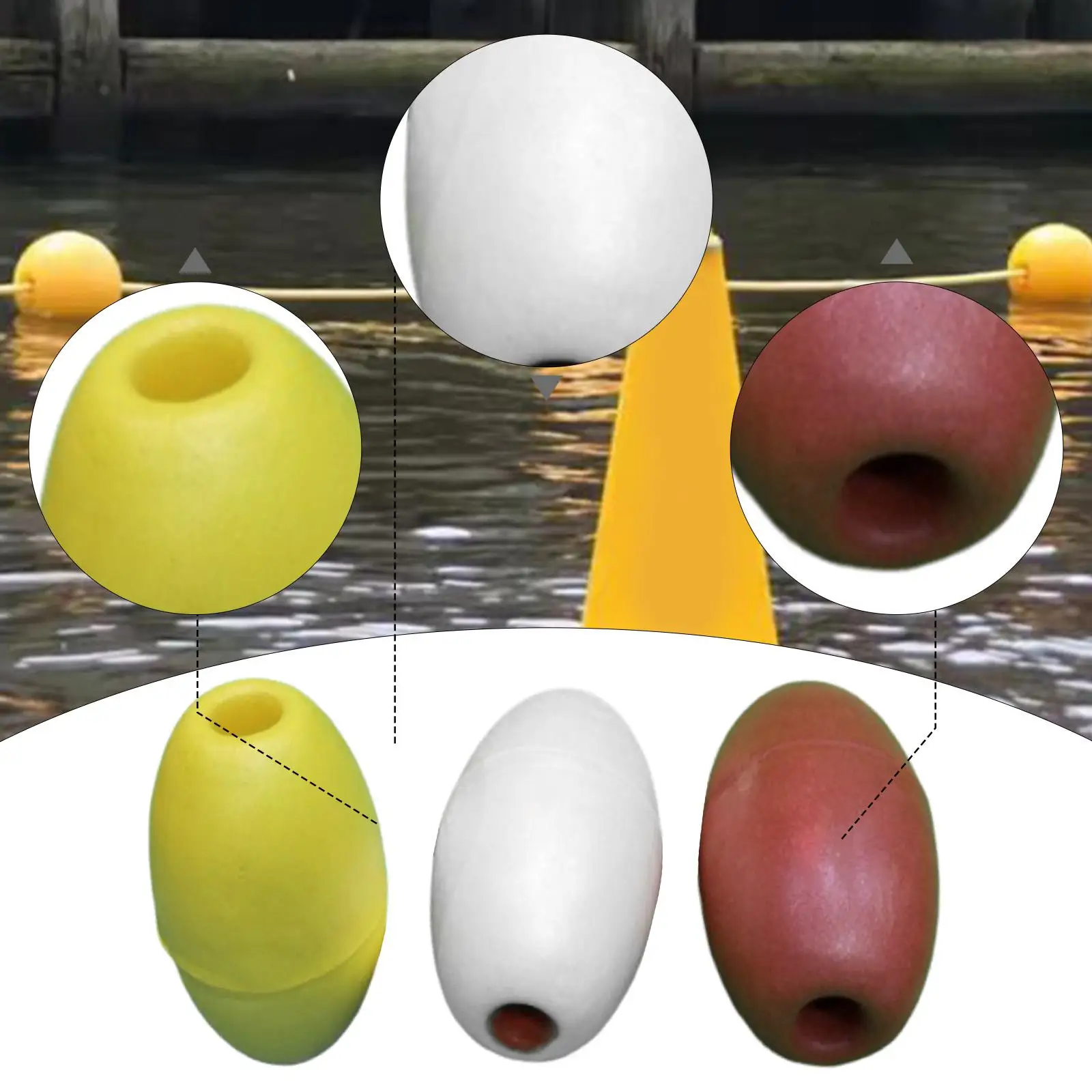 بولي كلوريد الفينيل المياه تعويم شكل الزيتون الكرة المزدهرة لرمي حبل السحب كاياك مرساة علامة المياه العميقة معدات حمام السباحة #3