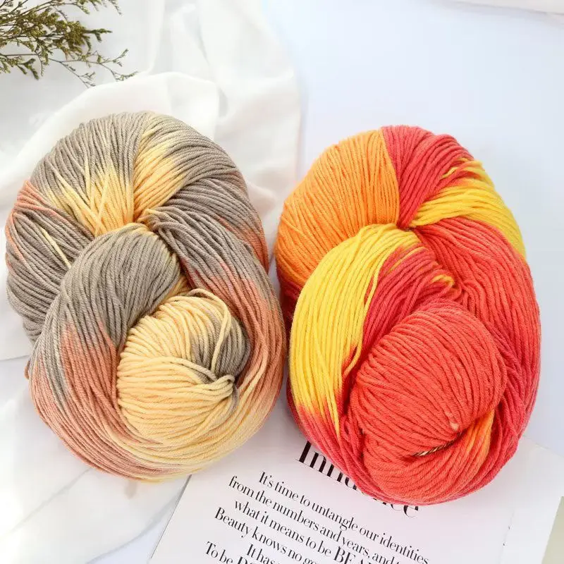 300g/Ball Gradient Color Wool Yarn Knitted Multicolored Section Dye Wool Yarn DIY Winter Hand Woven Sweater Scarf Crochet Line