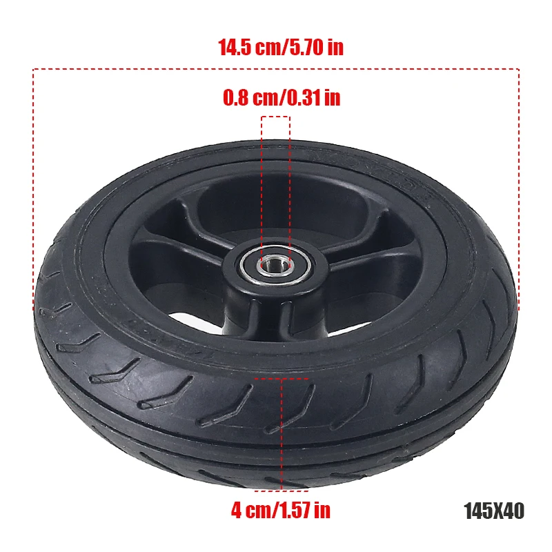 Electric Scooter Wheel 145x40 Solid Tire for Fast Wheel F0,Jackhot Carbon Fiber Scooter 5.5 Inch Solid Tire with Plastic Rims