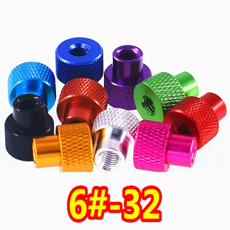 

1Pcs 6#-32UNC Aluminum Through-hole Nut Hand Tighten Knurled Thumb Nut for FPV RC Car Parts Hardware American Coarse Thread Nuts