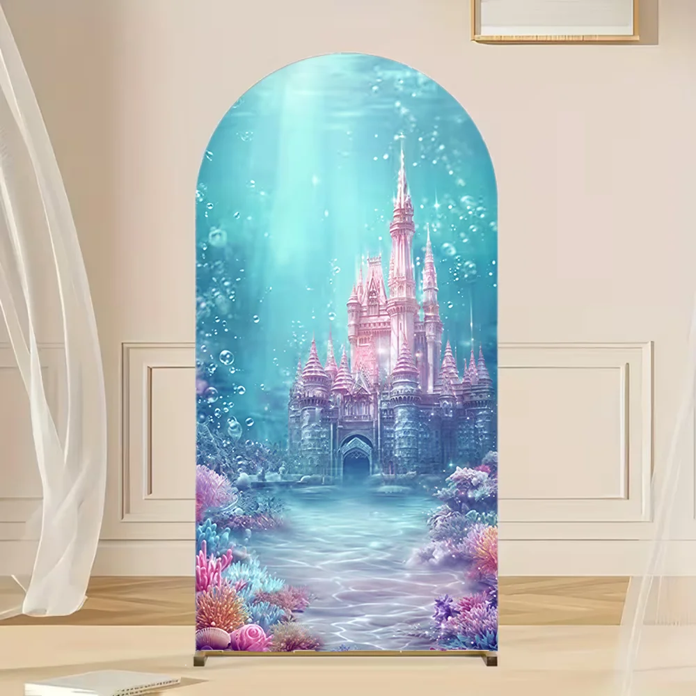 Arch Backdrop Cover Underwater Castle Happy Birthday Little Princess Baby Shower Chiara Photo Background Decor Banner