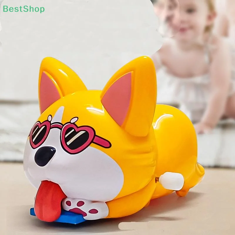 ómRebecca Parque Swing Piggy Dog Uhrwerk Spielzeug wird bewegen und laufen pädagogische Simulation Kleintier-Puzzlespielzeug