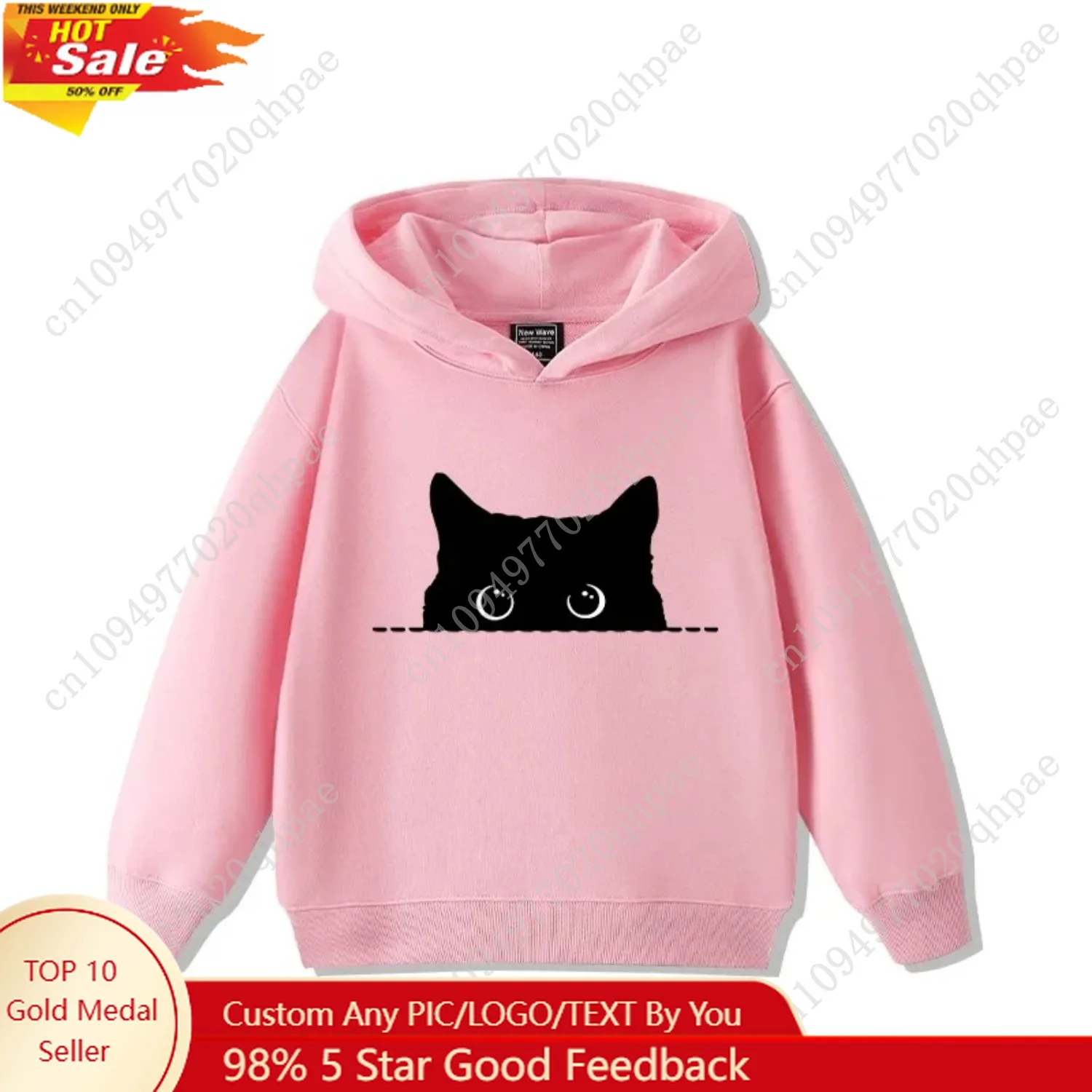 New Cat-printed Hoodies for Boys and Girls in Autumn and Winter 2025, Comfortable and Soft Children's Tops