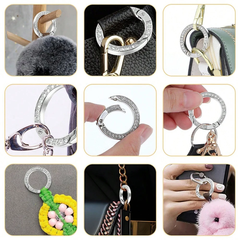 Feder O-Ring Schnalle Clips, Legierung Trigger Feder Karabinerhaken Glänzender Strass Schlüsselanhänger, Kreatives DIY Schlüsselanhänger Zubehör – Detail 4