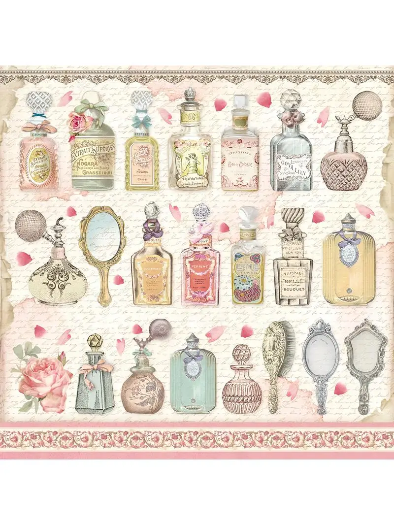Autocollant Rose parfum Vintage, étiquette Scrapbooking artisanale décorative pour Album Journal poubelle, DIY bricolage, 25 pièces/paquet