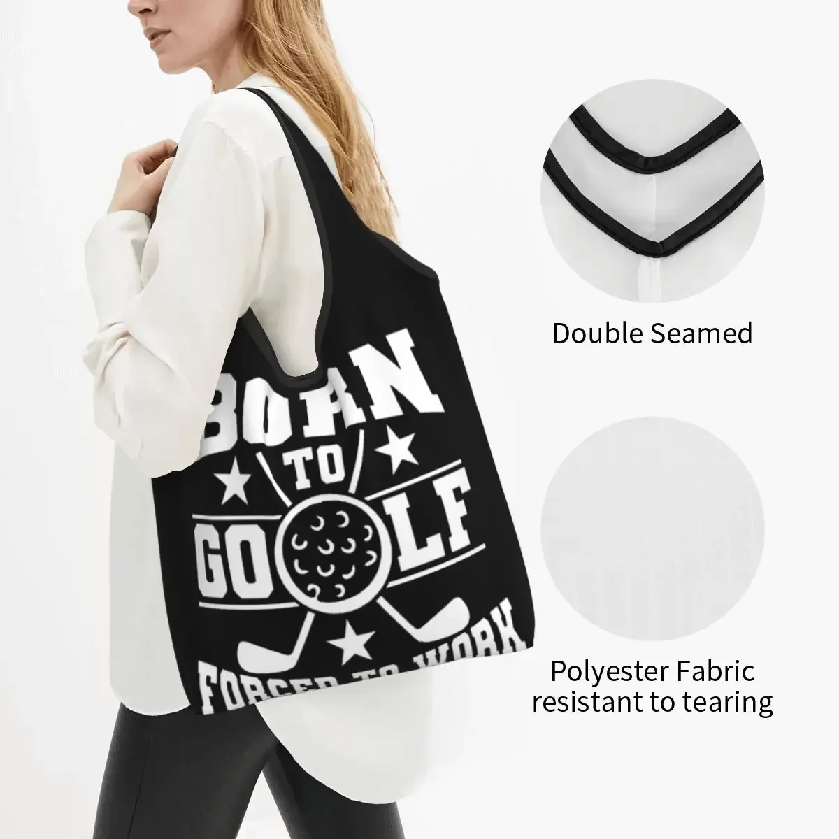 Borsa per la spesa nera nata al golf forzata al lavoro Borsa per la spesa da donna Borsa per la spesa portatile Borse per la spesa riutilizzabili Moda