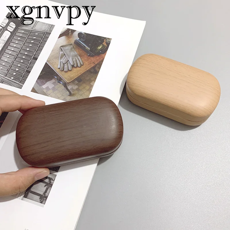 2 PCS Myopia Contact Lens Case Vintage Leather Wood Grain Large Diameter Leakproof Storage Companion Simple Contact Lens Case