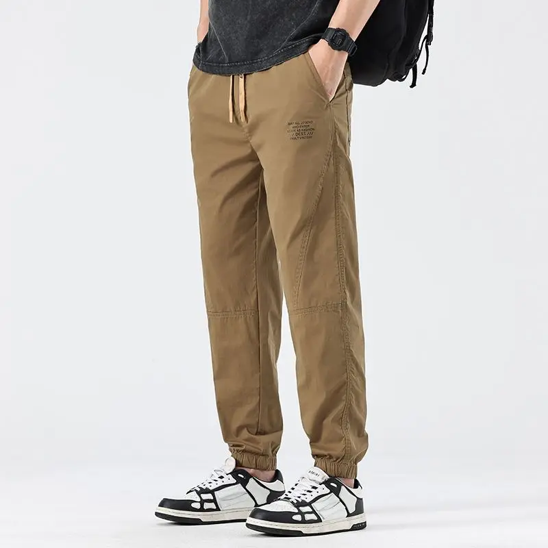 

Men summer Casual Ankle Length look taller Pants Jeans Male Safari Style Pants Thin Tapered Army Green Trousers