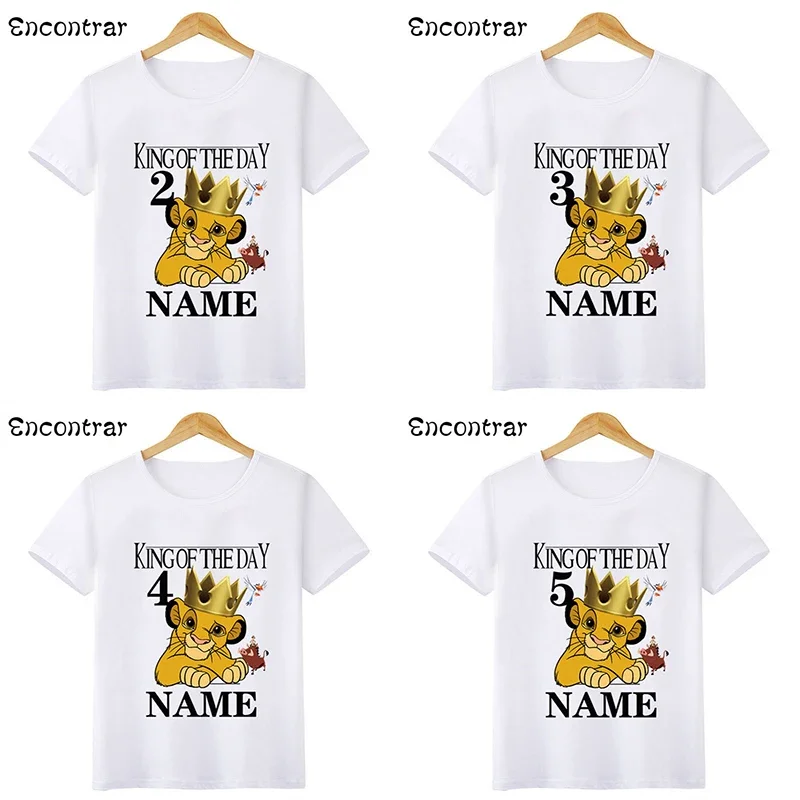 

Disney King of the Day Lion Simba Cartoon Birthday Boys T-shirt 1 2 3 4 5 6 7 8 9 Years T shirt Baby Girls Tops Kids Clothes