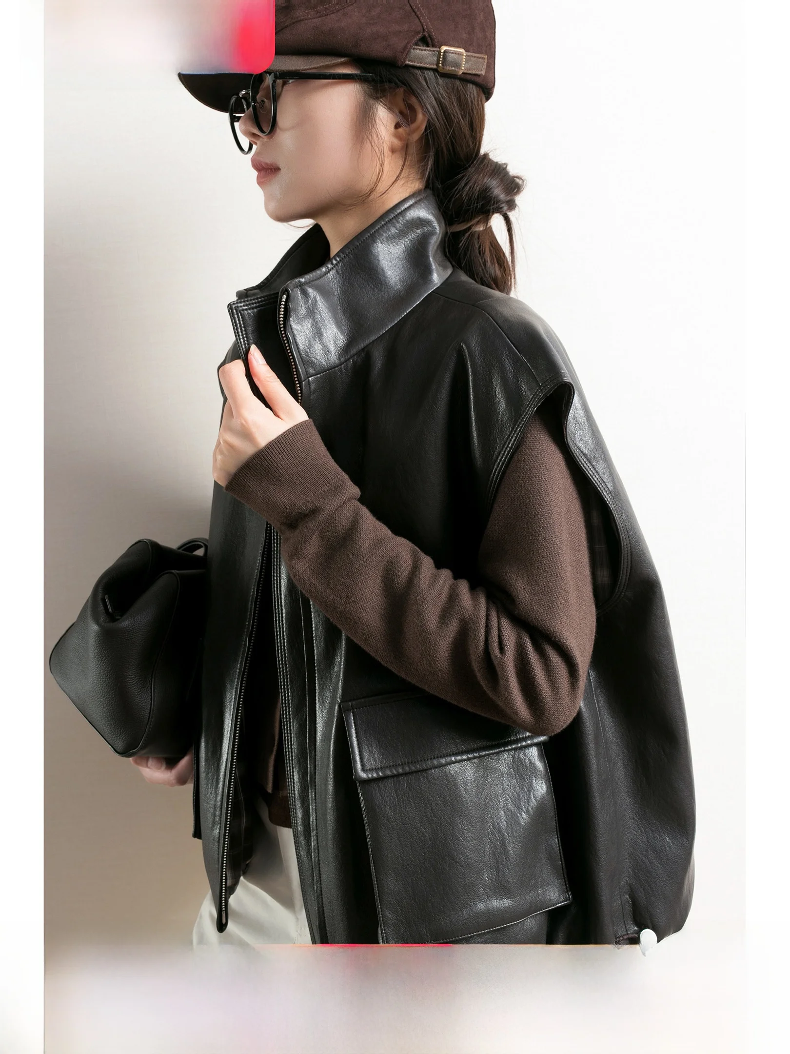 

Женское свободное пальто TidePA Demure из искусственной кожи темно-коричневого цвета для осени и зимы, уличный стиль, повседневная одежда, рабочая одежда