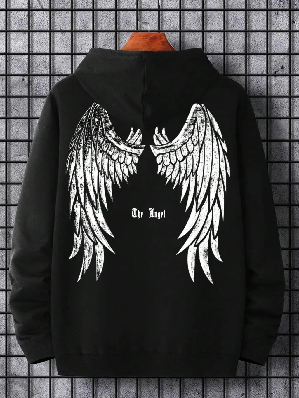 Angel's Wings Printing Male Hoody O-Neck All Match Loose Sweatshirt New Fleece Basic Daily Comfortable Hoodie Autumn Clothes