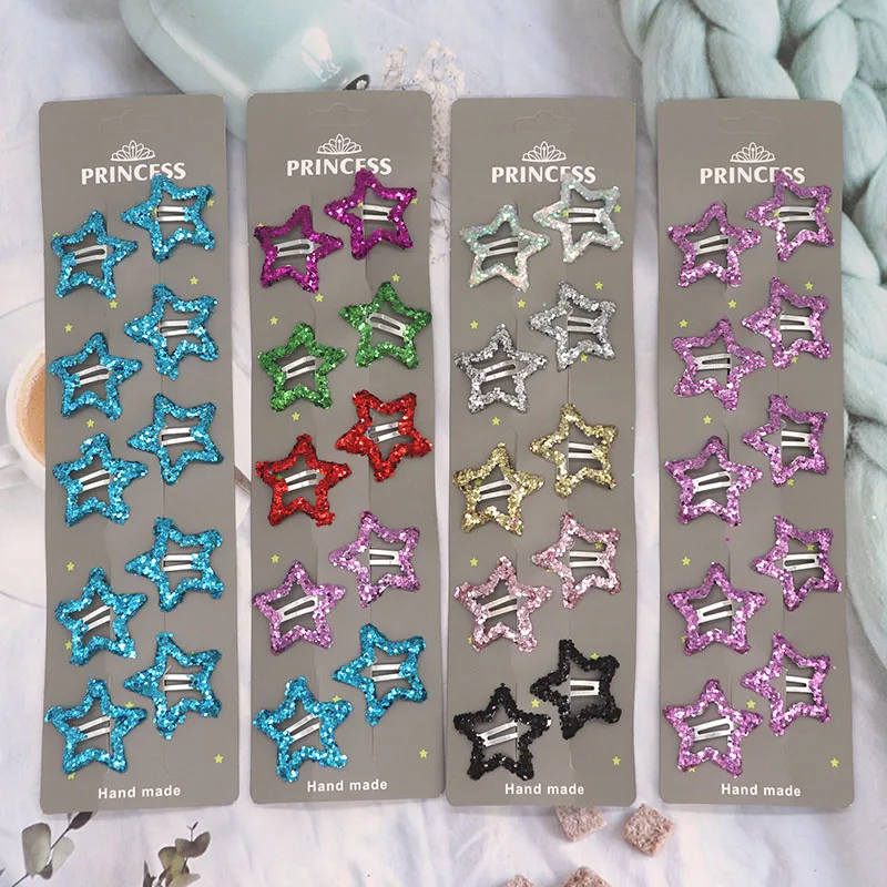 

10Pcs Y2K Glitter Star Hair Clips For Kids Girls Metal Hairpins Colorful Kawaii Barrettes Hair Accessories Gift