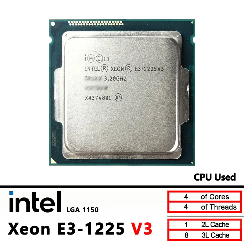 Intel Xeon E3 1225V3 E3 1225 V3 3,2 GHz Used Quad-Core Quad-Thread CPU  8M 84W LGA 1150
