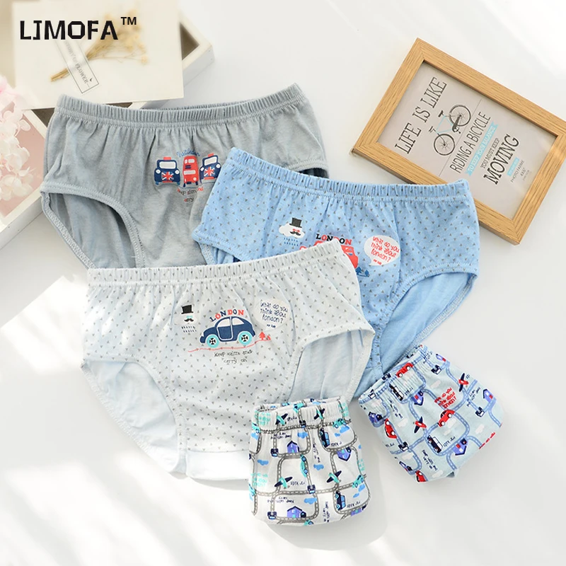 LJMOFA 5pcs/Lot Boys Panties Blue Cute Car Animals Cotton Comfortable Underwear Shorts Kids Briefs Clothes Children Pants B151