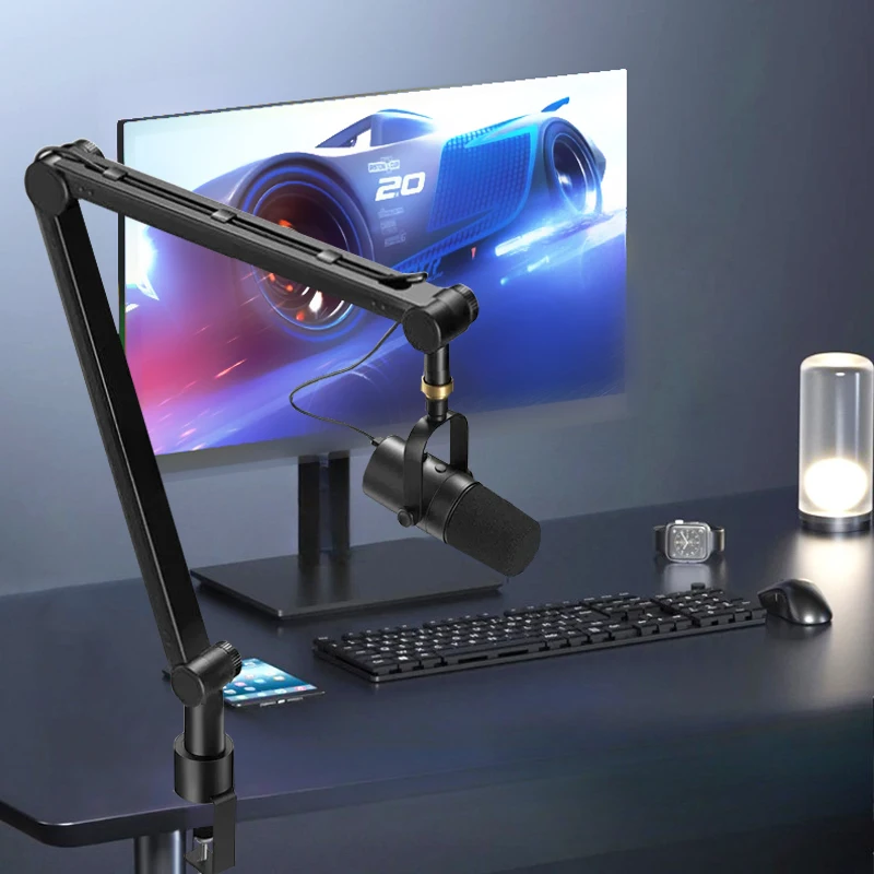 Boom Arm Microphone Stand Adjustable Metal Suspension Mic Boom Arm for Gaming Streaming ,with Desk Clamp and 3/8 to 5/8 Adapter